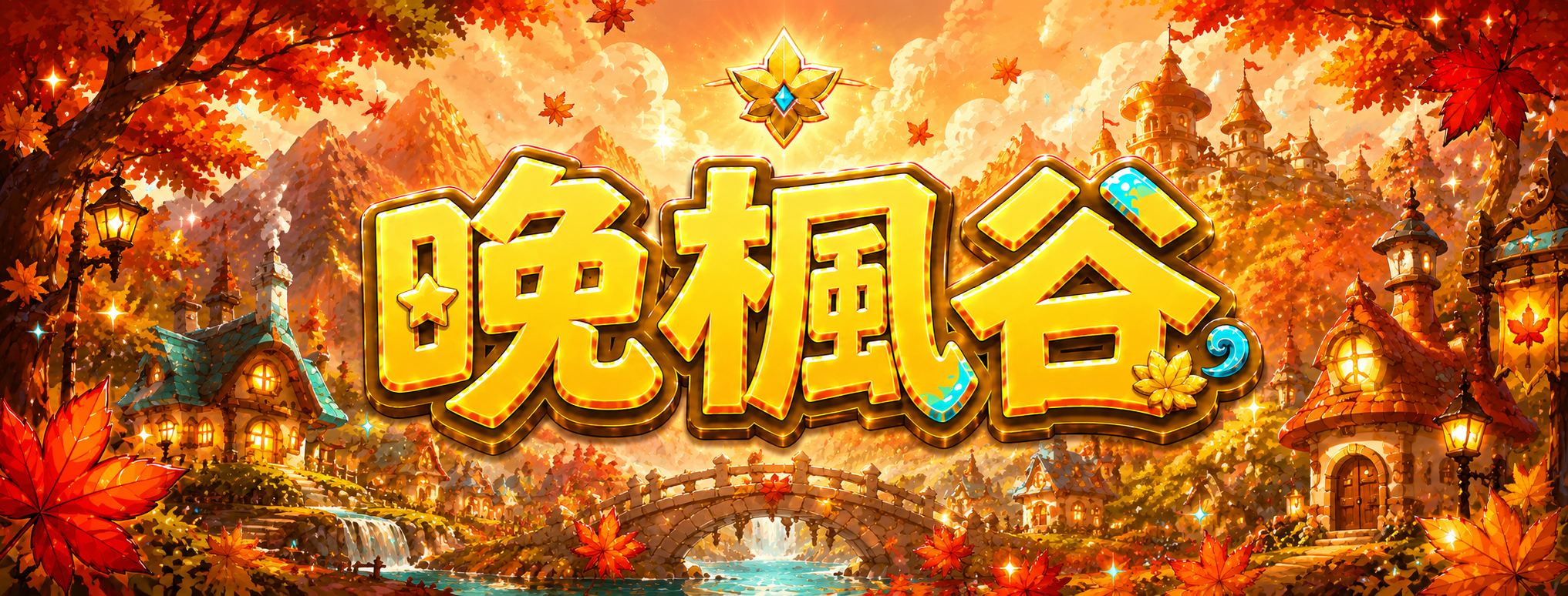 晚楓谷 v113 楓之谷懷舊私服主視覺 — 金字晚楓谷、城堡瀑布與藍寶石